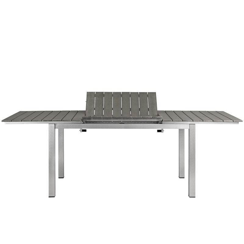 Afuera Living Aluminum Outdoor Patio Dining Table in Silver/Gray
