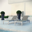 Afuera Living 3-Piece Rattan Patio Sun Lounger & Side Table Set in Gray