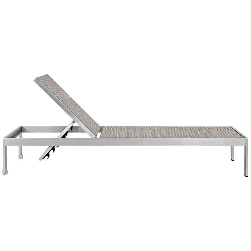 Afuera Living 3-Piece Rattan Patio Sun Lounger & Side Table Set in Gray