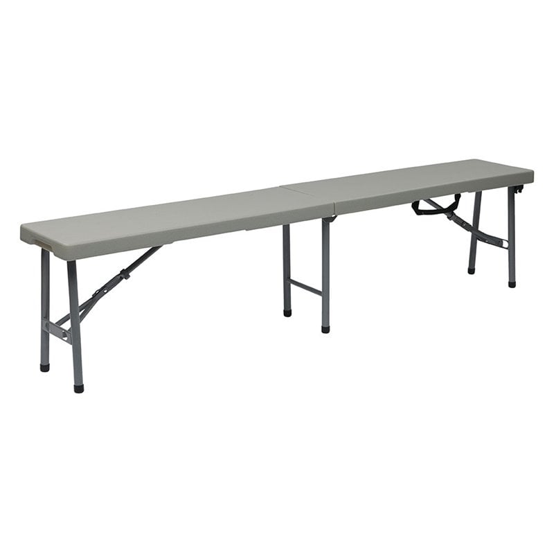 Afuera Living 6' Fold-in-Half Bench with Powder Coated Tubular Frame in Gray