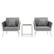 Afuera Living 3-Piece Aluminum and Rope Patio Set in White and Gray