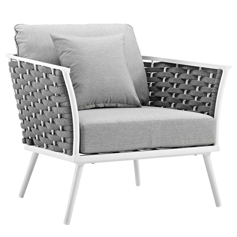 Afuera Living 3-Piece Aluminum and Rope Patio Set in White and Gray