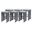 Afuera Living Rattan Patio Bar Stool Set in Gray - Set of 6