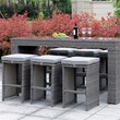 Afuera Living Rattan Patio Bar Stool Set in Gray - Set of 6
