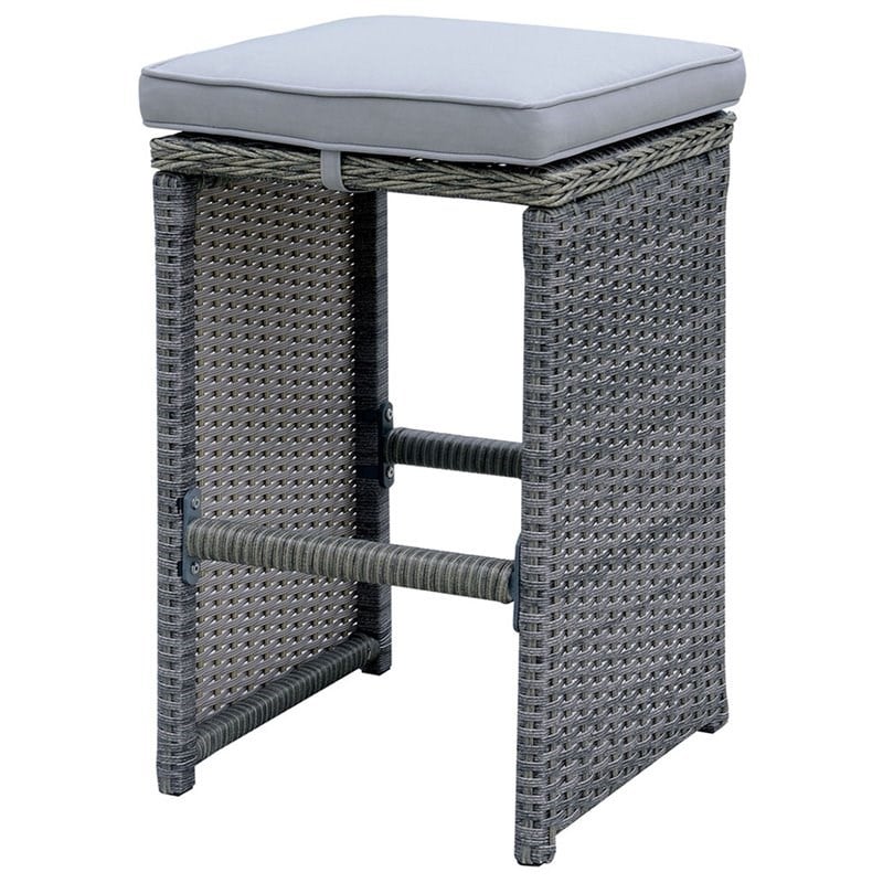 Afuera Living Rattan Patio Bar Stool Set in Gray - Set of 6