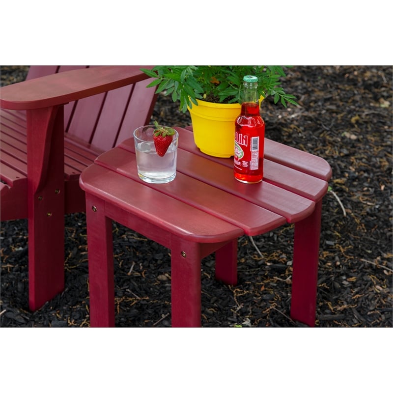 Afuera Living Solid Acacia Wood Outdoor Side Table in Red Stain