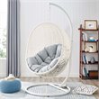 Afuera Living Modern Rattan Swing Chair with Stand in White Gray