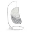 Afuera Living Modern Rattan Swing Chair with Stand in White Gray