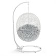 Afuera Living Modern Rattan Swing Chair with Stand in White Gray