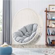 Afuera Living Modern Rattan Swing Chair with Stand in White Gray