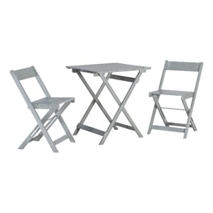 Afuera Living 3-Piece Acacia Foldable Bistro Set in Gray Wash