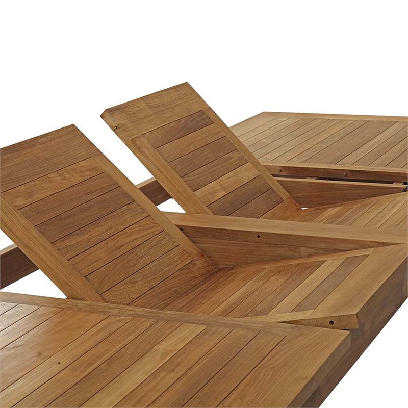 Afuera Living 11-Piece Teak Dining Set with Extension Table in Natural and White