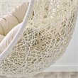 Afuera Living Rattan Outdoor Swing Chair with White Stand and Beige Cushion