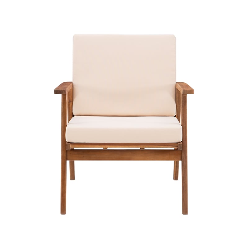 Afuera Living Acacia 4-Piece Outdoor Chat Set with Beige Cushions