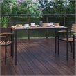 Afuera Living Teak Poly Slat and Steel Patio Dining Table with Umbrella Hole