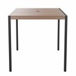 Afuera Living Teak Poly Slat and Steel Patio Dining Table with Umbrella Hole