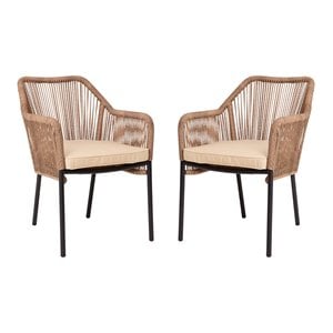 Afuera Living Set of 2 Stacking Aluminum Club Chairs in Natural Finish