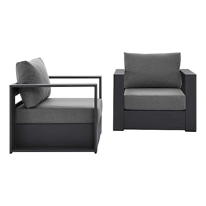 Afuera Living Fabric & Aluminum Outdoor Armchairs Charcoal/Gray (Set of 2)