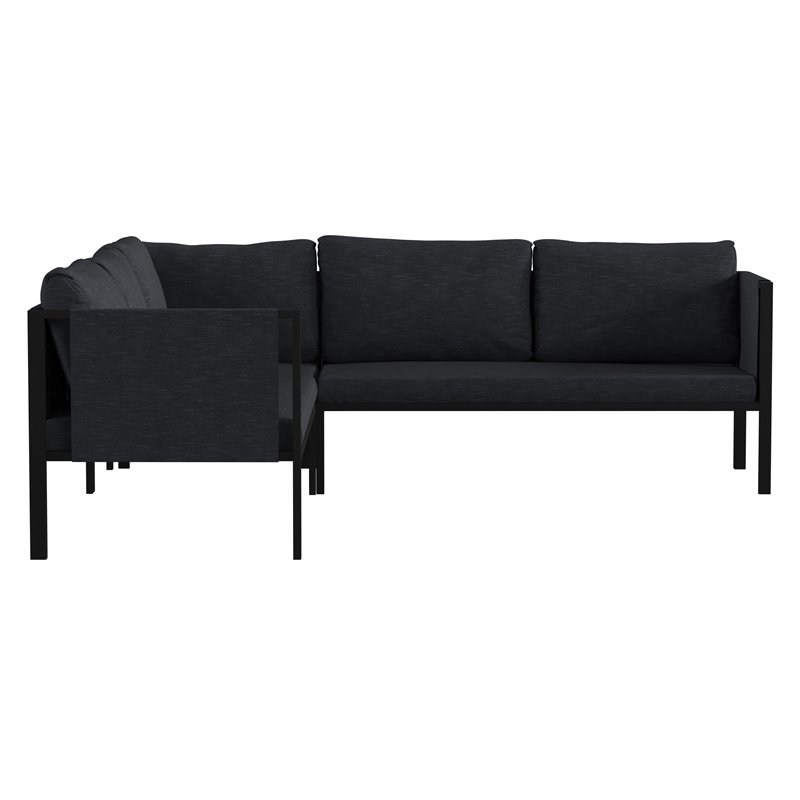 Afuera Living Charcoal Steel Patio Sectional with Removable Cushions