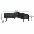 Afuera Living Charcoal Steel Patio Sectional with Removable Cushions