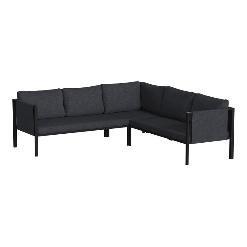 Afuera Living Charcoal Steel Patio Sectional with Removable Cushions