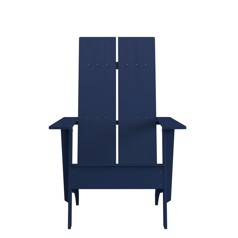 Afuera Living Navy Resin Adirondack Chair with Modern Dual Slat Design