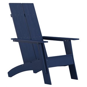 Afuera Living Navy Resin Adirondack Chair with Modern Dual Slat Design