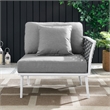 Afuera Living Outdoor Right-Facing Gray Armchair with Aluminum Frame