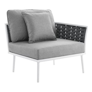Afuera Living Outdoor Right-Facing Gray Armchair with Aluminum Frame