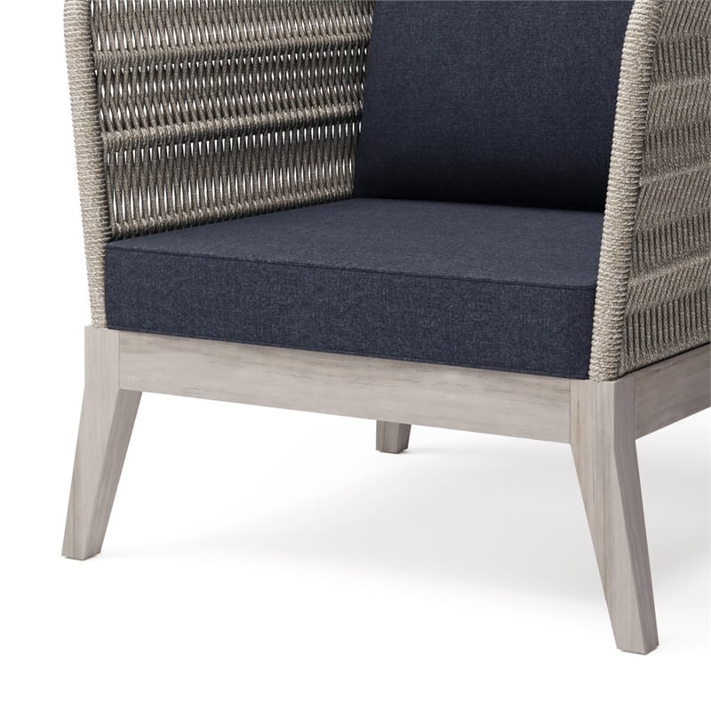 Afuera Living Contemporary Conversation Chair in Slate Grey Fabric