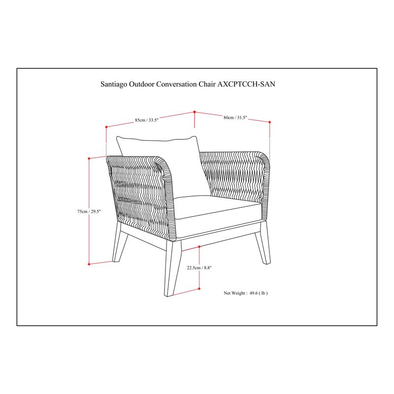 Afuera Living Contemporary Conversation Chair in Slate Grey Fabric