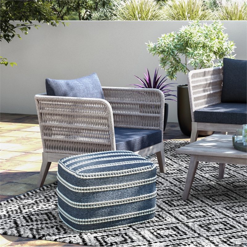 Afuera Living Contemporary Conversation Chair in Slate Grey Fabric