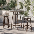 Afuera Living 3-Piece Patio Dining Table Set in Brown PE Wicker