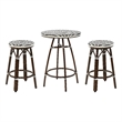 Afuera Living 3-Piece Patio Dining Table Set in Brown PE Wicker