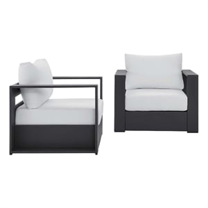 Afuera Living Outdoor Armchair Set of 2 with Aluminum Frame in Gray/White