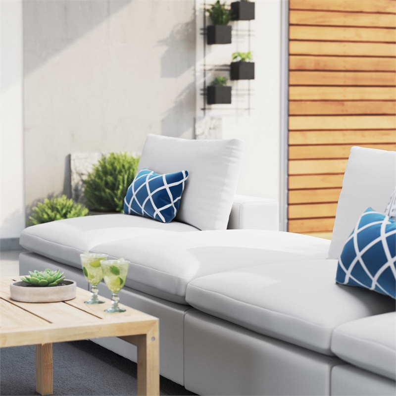 Afuera Living 4-Piece Outdoor Sectional Sofa Set in White Aluminum Frame