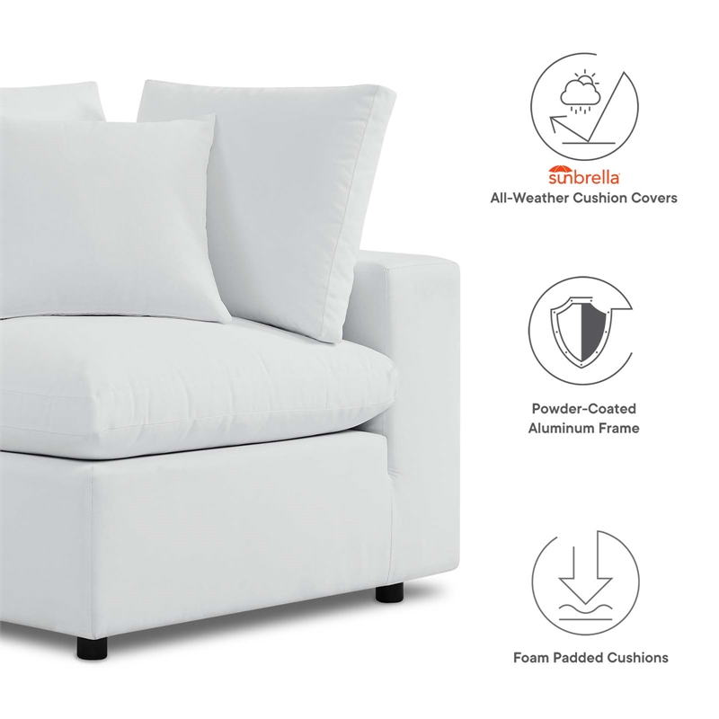 Afuera Living 4-Piece Outdoor Sectional Sofa Set in White Aluminum Frame