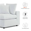 Afuera Living 4-Piece Outdoor Sectional Sofa Set in White Aluminum Frame