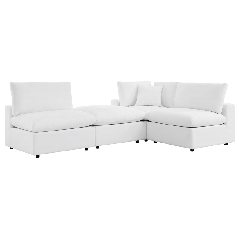 Afuera Living 4-Piece Outdoor Sectional Sofa Set in White Aluminum Frame