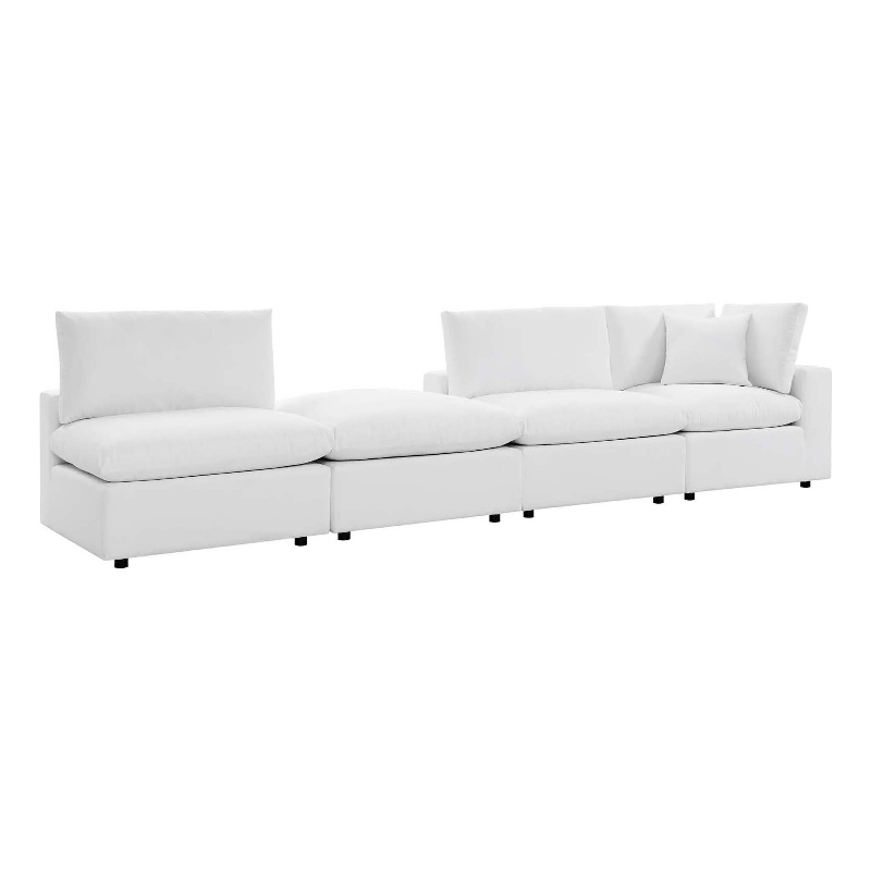 Afuera Living 4-Piece Outdoor Sectional Sofa Set in White Aluminum Frame