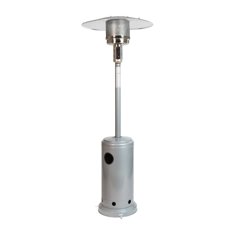 Afuera Living Outdoor Metal Patio Heater with Wheels in Silver