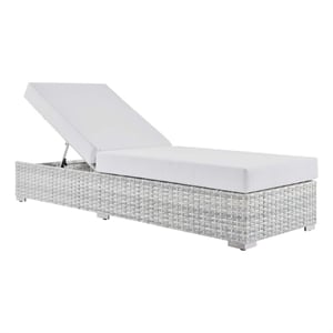 Afuera Living Outdoor Patio Chaise in Light Gray and White Finish