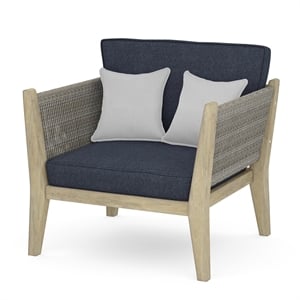 Afuera Living Outdoor Conversation Chair in Slate Gray with Acacia Wood