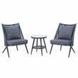 Afuera Living 3-Piece Outdoor Bistro Set with Aluminum Frame in Gray