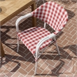 Afuera Living French Patio Armchair in Red Texteline and Aluminum Frame