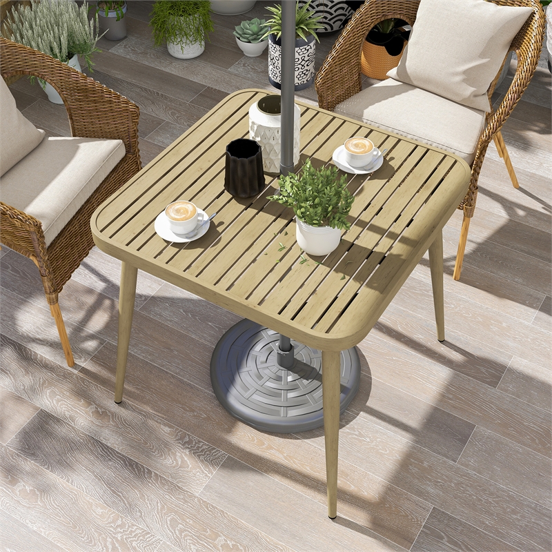 Afuera Living Aluminum Patio Dining Table with Umbrella Opening