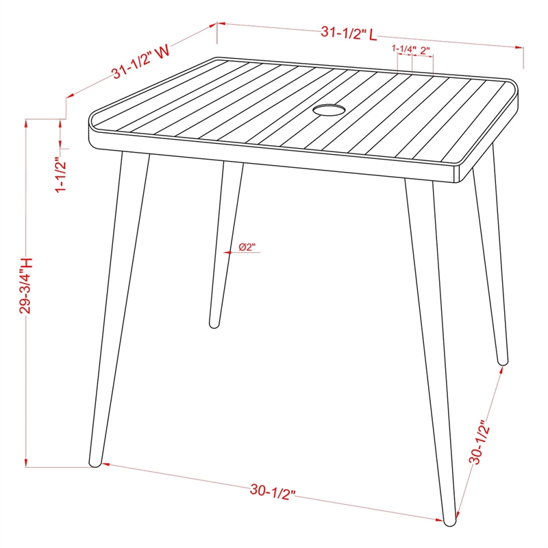 Afuera Living Aluminum Patio Dining Table with Umbrella Opening