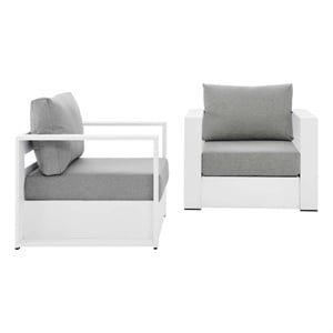 Afuera Living Fabric & Aluminum Outdoor Armchair Set of 2 in Gray/White