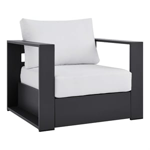 Afuera Living Modern Outdoor Fabric/Aluminum Armchair in Gray/White