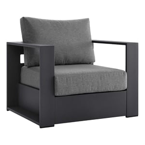 Afuera Living Modern Outdoor Fabric/Aluminum Armchair in Gray/Charcoal